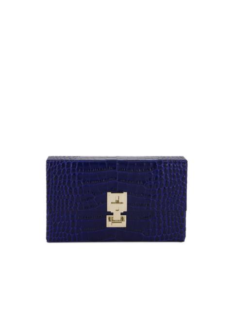 crocodile-effect leather clutch