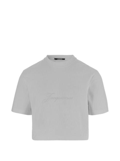 embroidered-logo cropped T-shirt