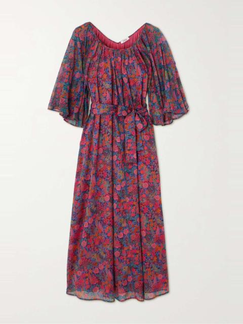 Daisy belted floral-print cotton-voile midi dress