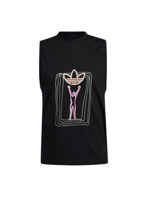 adidas originals Ptide Series Love Unites Tan Fluorescence Printing Sports Vest Couple Style Black H