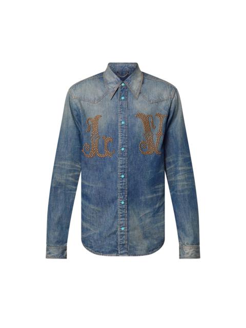 Fitted Long-Sleeved Denim Shirt