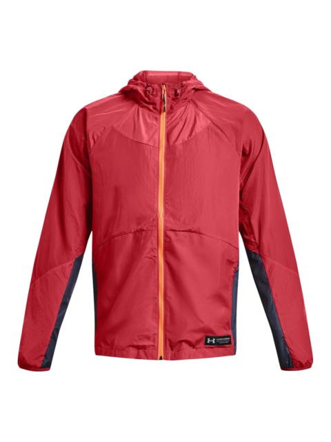 Under Armour Rush Woven Full Zip Jacket 'Coral Red' 1377181-638