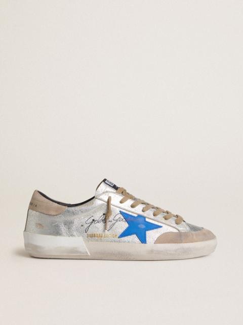 Men's Super-Star LTD in silver metallic suede with leather star and suede heel tab