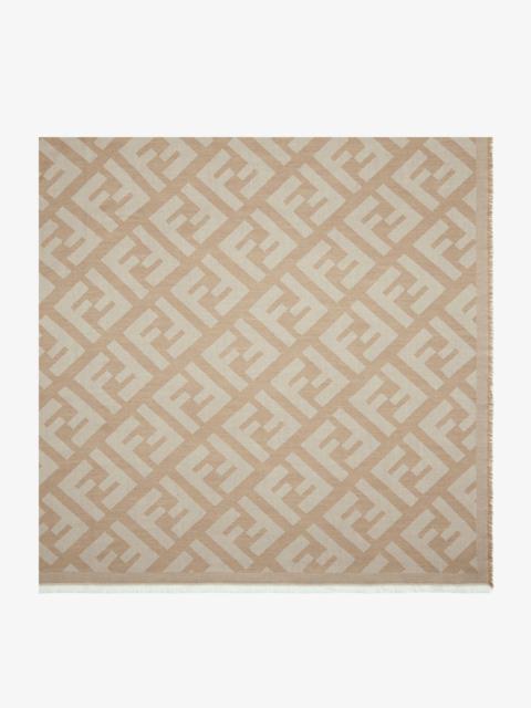 Beige wool and cashmere shawl