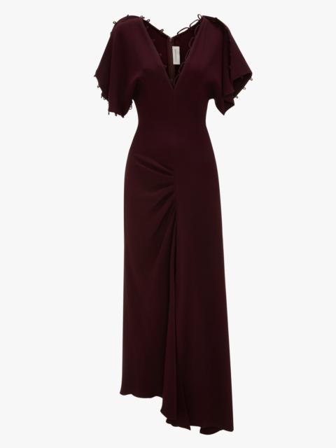 Rouleaux Detail Midi Dress In Merlot