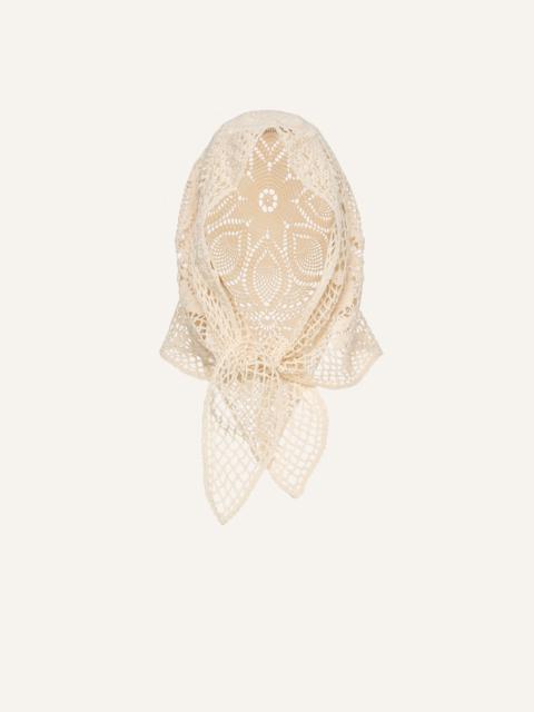 Floral motif crochet scarf in cream