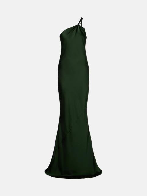 One-shoulder satin gown