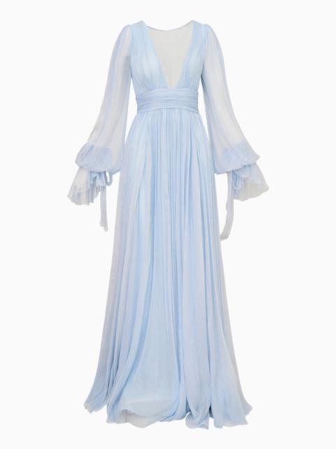 Galatea Metallic Silk Chiffon Maxi Dress