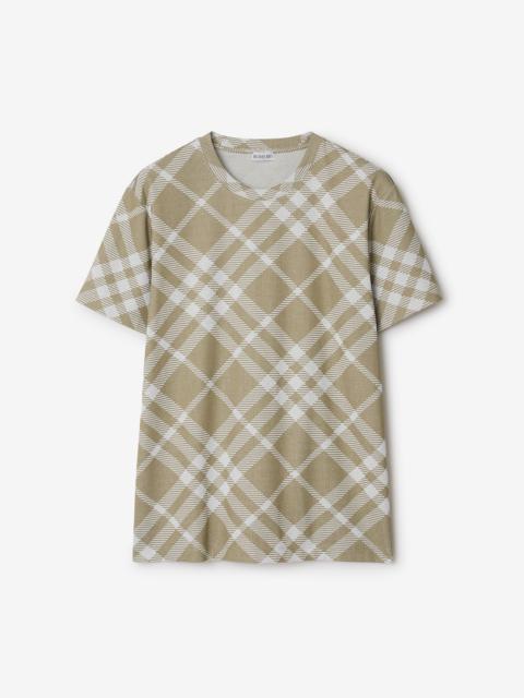 Check Stretch Cotton Blend T-shirt