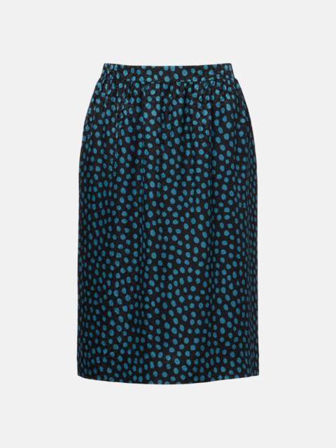 Polka-dot silk jacquard midi skirt