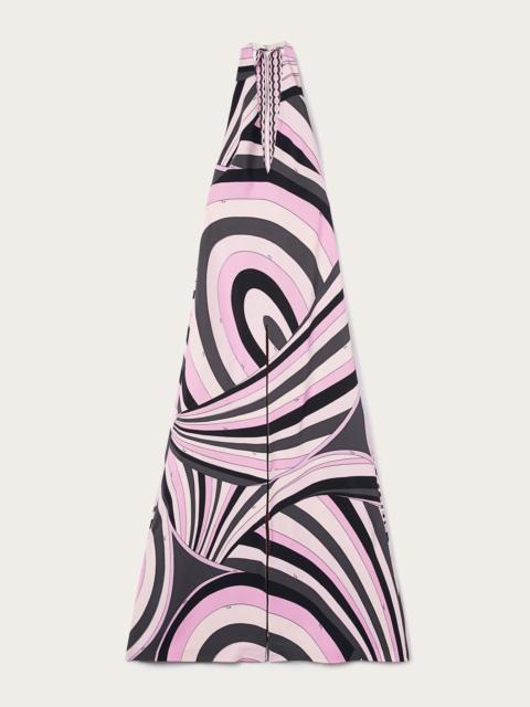 IRIDE PRINT LONG V-NECK DRESS
