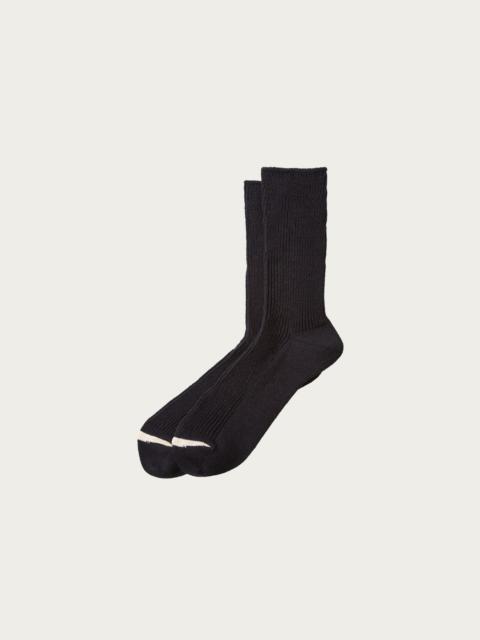 Washi/Recycled Cotton Rib Crew Socks - Black