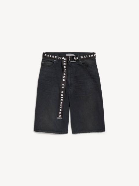 Men's Belted Shorts in Black