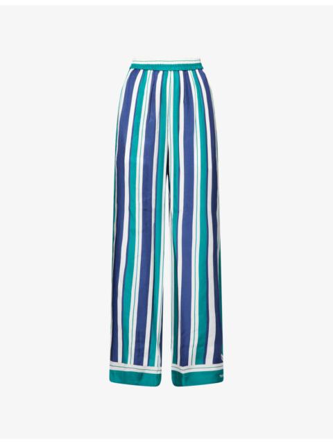 Zuna Striped Straight-Leg Silk-Blend Trousers