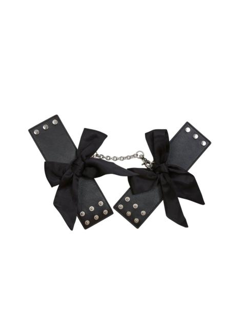Leather Cuffs with Silk Bows