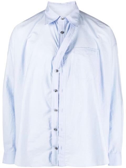 asymmetric cotton-blend shirt