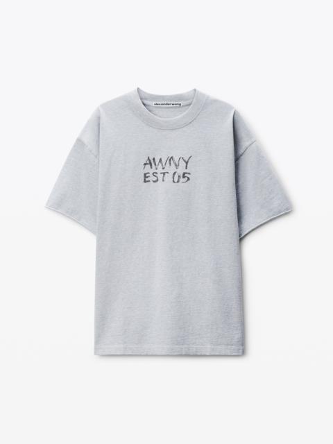 Light Grey Cotton Boxy Logo T-Shirt