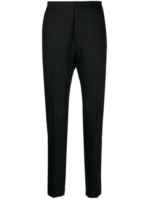 pinstriped tapered trousers