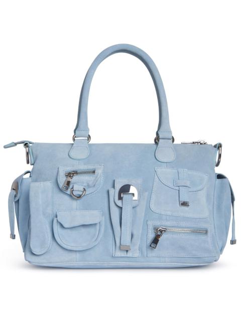 Suede Cargo Pocket Shoulder Bag