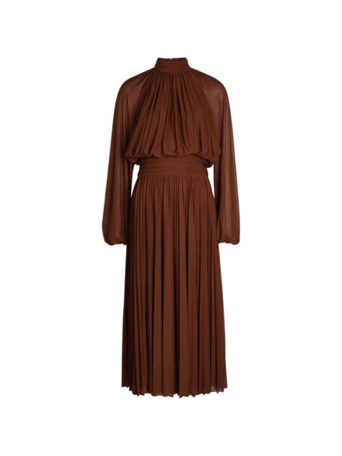 Blythe pleated high-neck midi dress