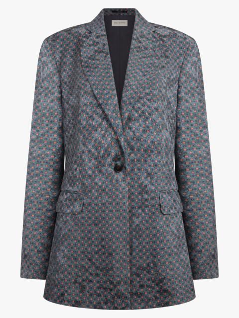 BAFTAN FLORAL MOTIF SINGLE BREAST JACKET | TURQUOISE