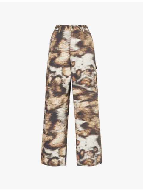 Brandon Graphic-Print Wide-Leg Denim Jeans