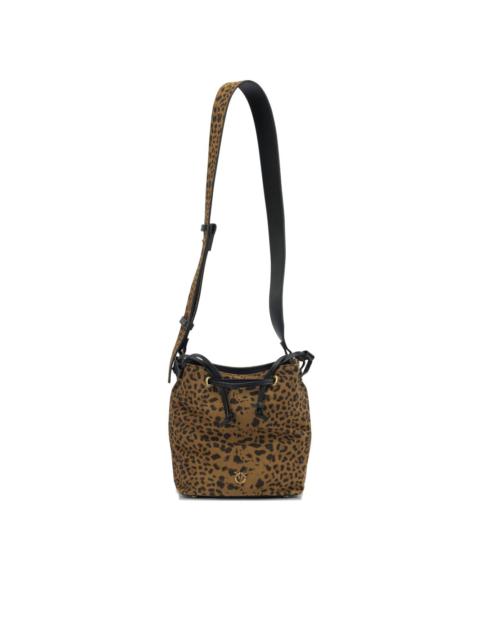 Leopard print drawstring shoulder bag
