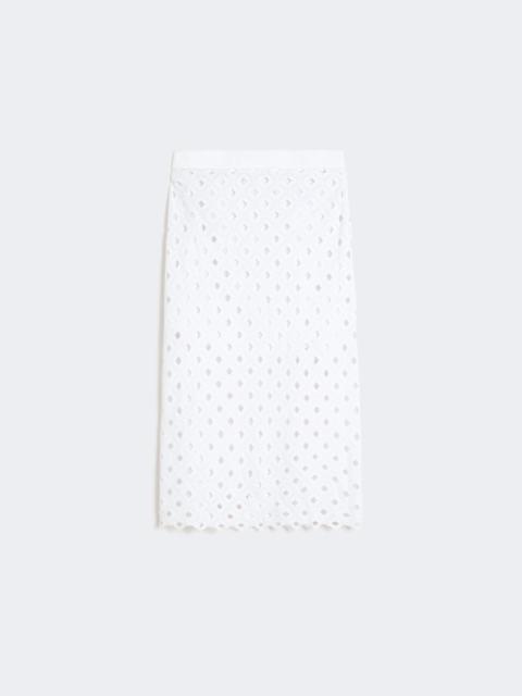 Macramé jersey pencil skirt - OPTICAL WHITE