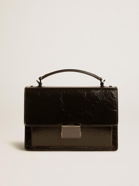 Venezia Bag in black metallic leather with black details