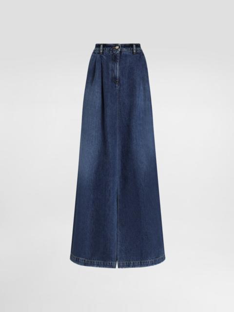 Long denim skirt