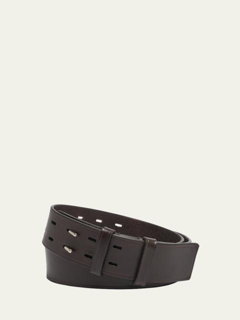 Men's Double-Prong Calf Leather Belt