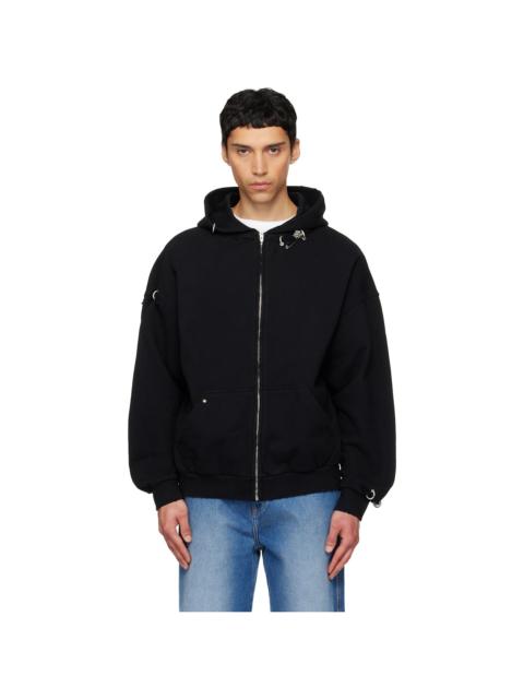 Black Rose & Piercing Zip-Up Hoodie