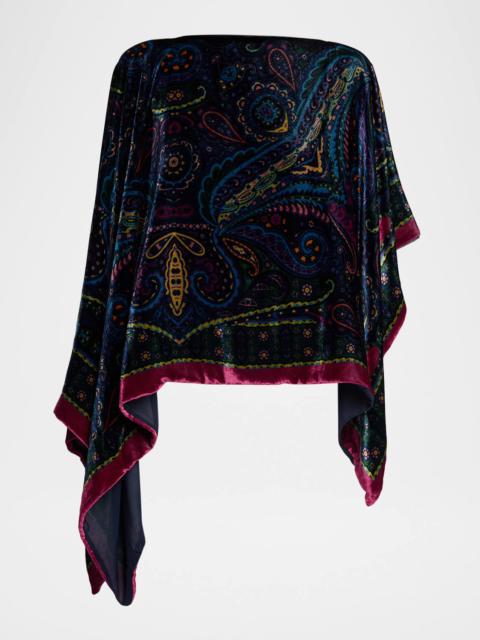 Paisley Velvet Asymmetric Poncho