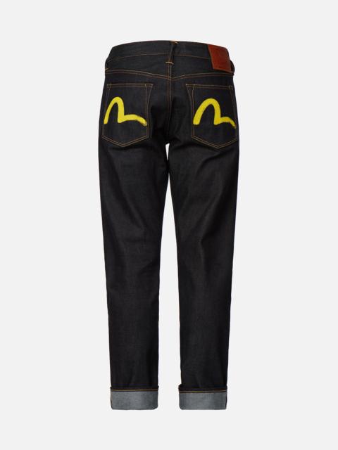 YELLOW SEAGULL PRINT CARROT-FIT JEANS #2017