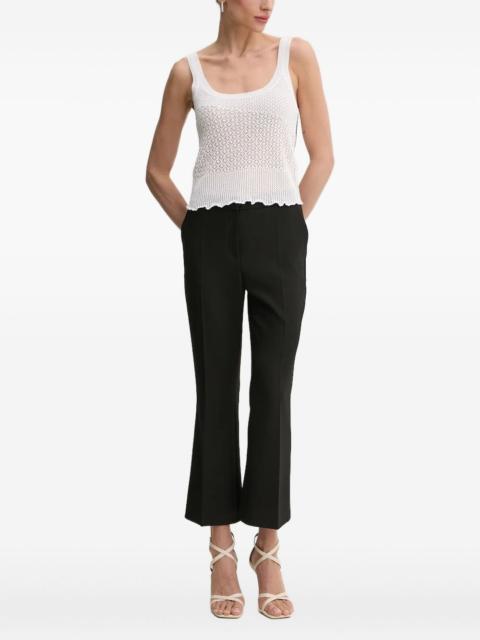 open-knit scallop-hem top