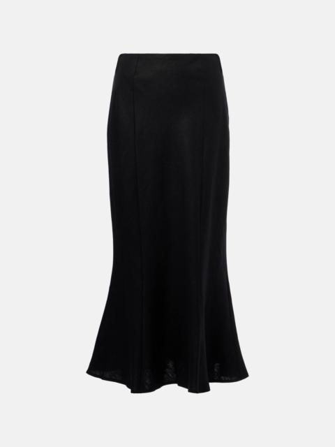 Linen midi skirt