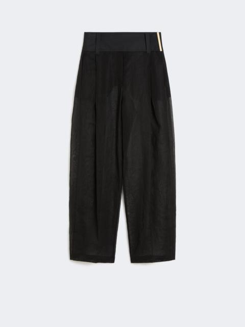 Wide-fit trousers in organza-feel cotton voile - BLACK