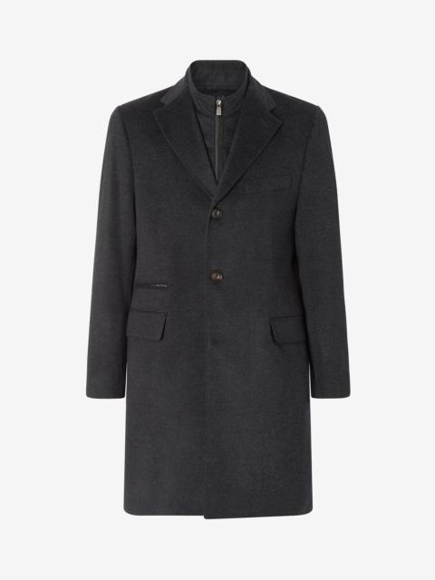 Anthracite melange grey pure wool coat with detachable vest