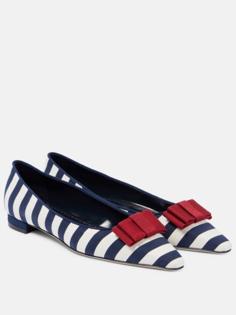 Reador bow-detail striped ballet flats