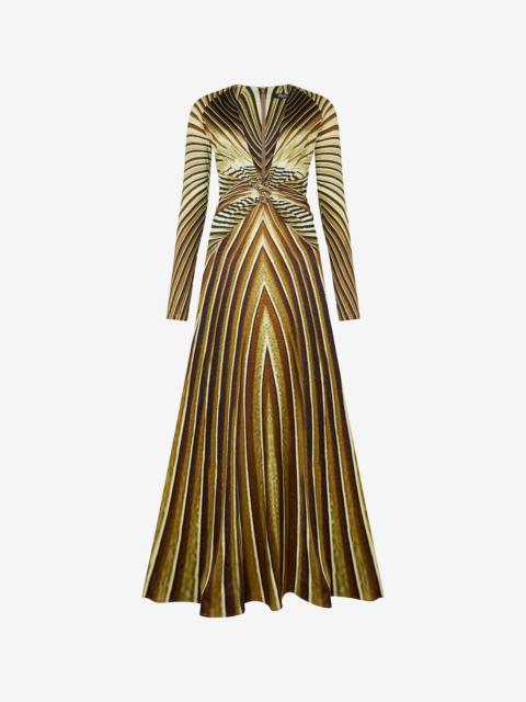 Extra-Long Dress with Ray Of Gold Print