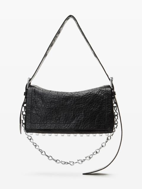 Black Leather Ricco Medium Flap Bag