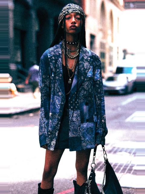 DOUBLE-BREASTED PEAK LAPEL RAGGED BLAZER