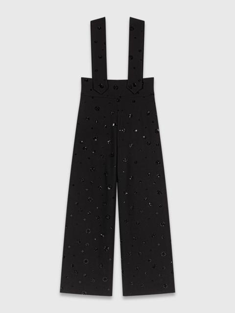 Embroidered trousers with braces