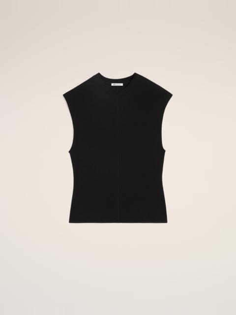 BLACK JERSEY SLEEVELESS FITTED TOP