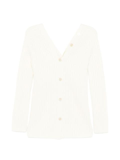 button-back v-neck cardigan