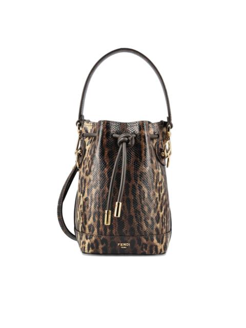 drawstring-closure leopard-print bucket bag