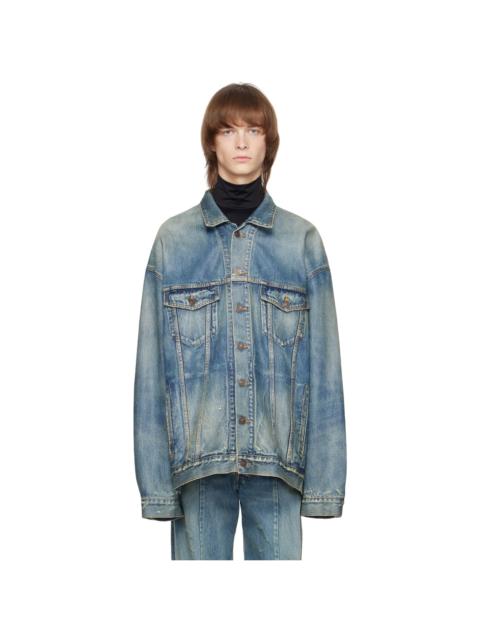Blue Patched Destroyed Denim Jacket