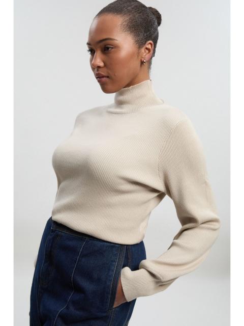 Plus Size Viscose Blend Rib Knitted Funnel Jumper