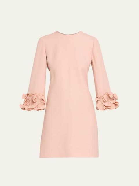 Ruffle Cuff Crepe Couture Short Dress