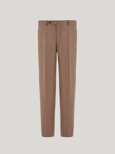 WALNUT LINEN AND SILK REGULAR-FIT PANTS